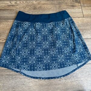 Oiselle Blue Teal Printed Drawstring Pockets Skirt Sz 8